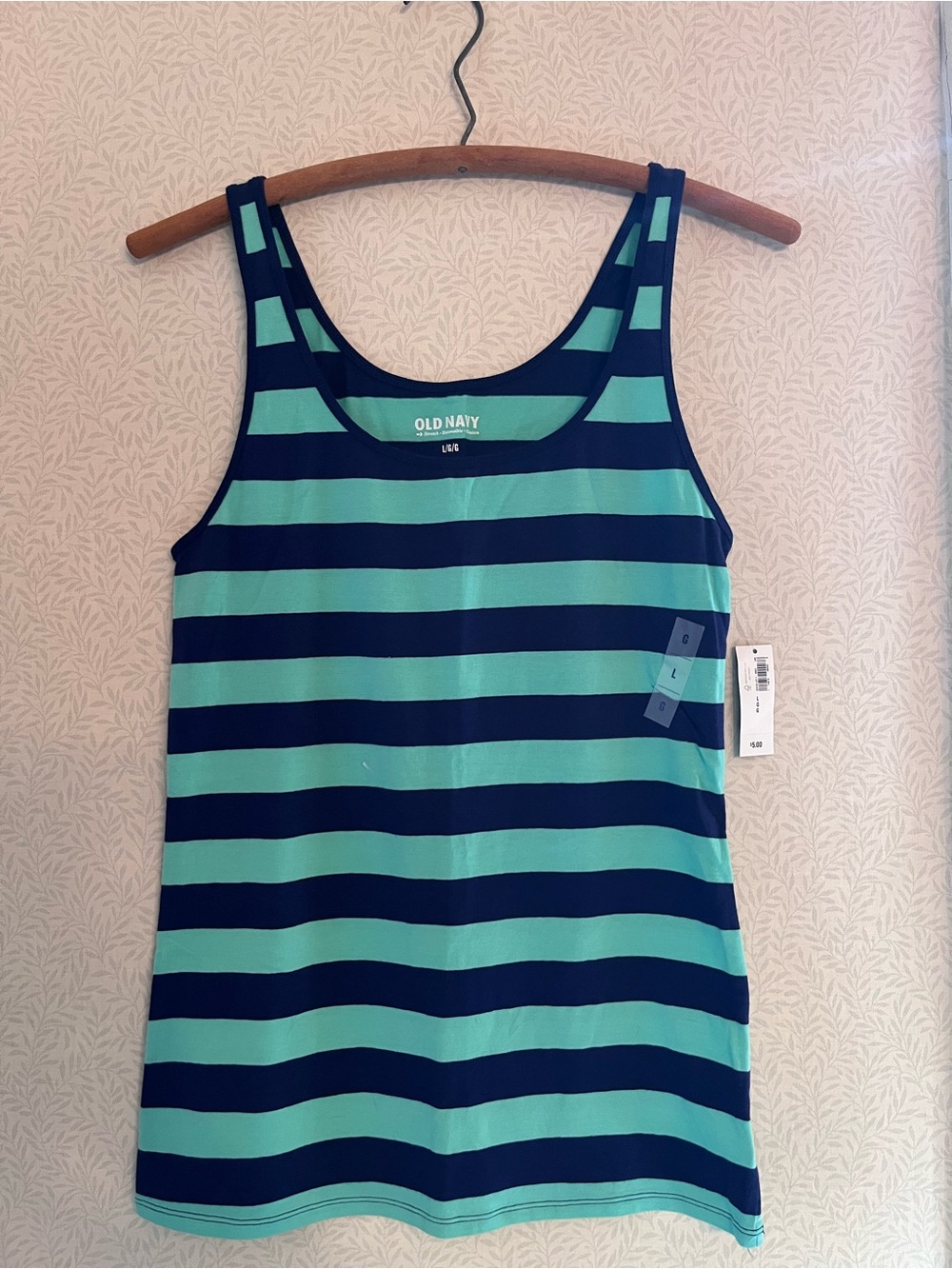Old Navy Navy & Teal Striped Sleeveless Tank